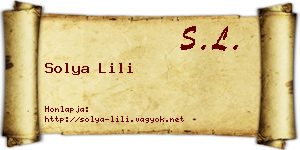 Solya Lili névjegykártya